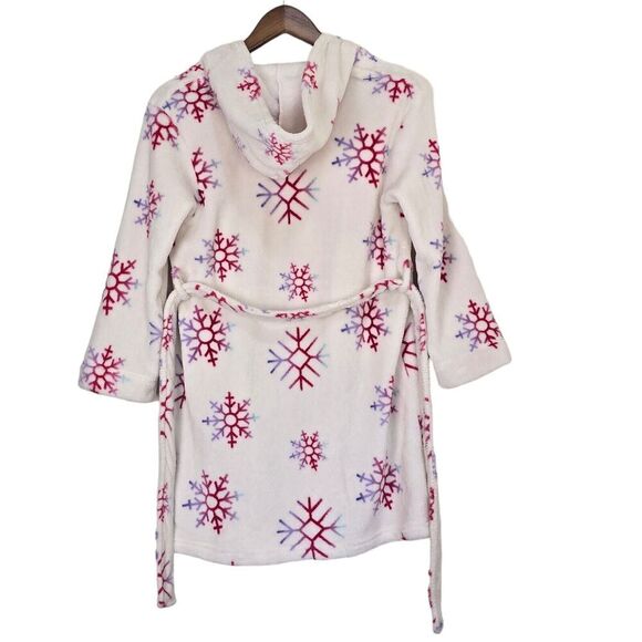 Cat & Jack Girls Plush Fleece Robe Snowflakes Size L 10 12 Bathrobe Purple Pink - Picture 5 of 8